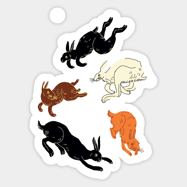 Rabbits (brown) Sticker by ezrawsmith